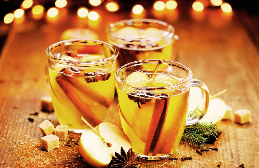 Baked apple punch with rum and amaretto