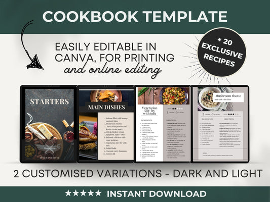 Customisable recipe book, easily sort and fill in recipes and recipe cards