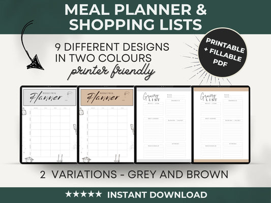 Simple meal planner pdf to have a quick and easy overview of your week
