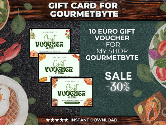 Gift card for my shop gourmetbyte - perfect gift for cook lovers, hobby cooks, cooking enthusiasts