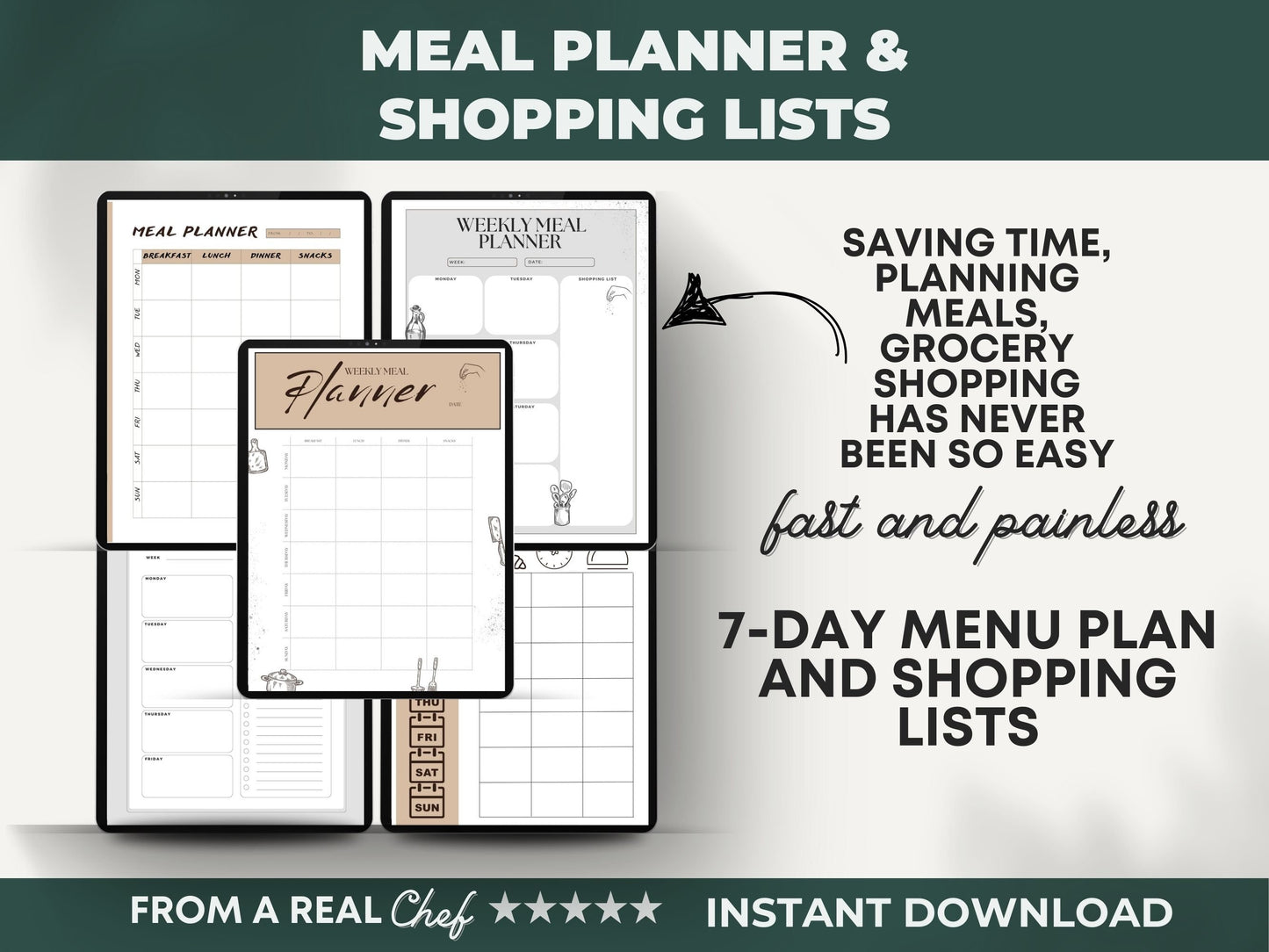 Simple meal planner pdf to have a quick and easy overview of your week
